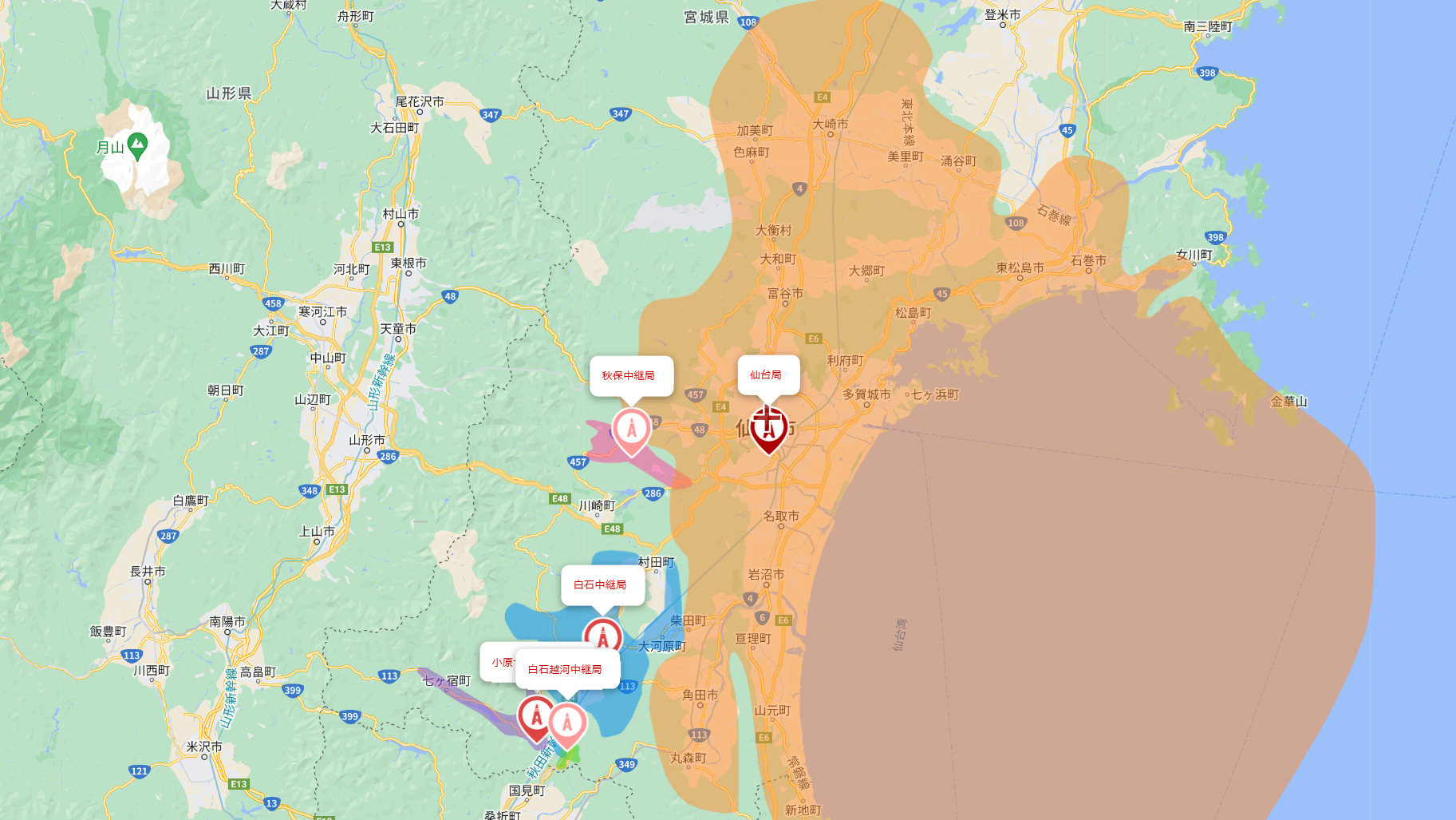 宮城県の地デジ電波受信状況